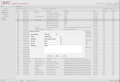 screenshot registrazione prestazioni